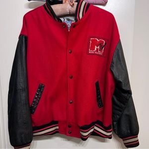 Old School MTV Bomber Jacket, Size XL, Black & Red
